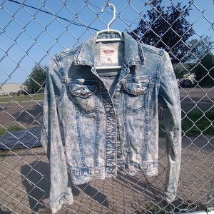 Acid Wash Rock N Roll Denim Jacket